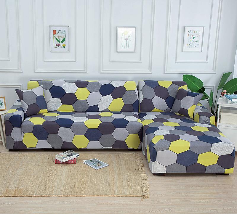 Geometrické rohové potahy na pohovku do obývacího pokoje Elastické potahy z spandexu Potah na pohovku Natahovací ručník na pohovku Tvar L Potřeba Koupit 2 kusy