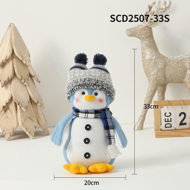 HOMZY Christmas Snowman Doll Plush Toy Stuffed Snowman Figurine Xmas Ornaments for Home Decorations Tabletop Centerpieces