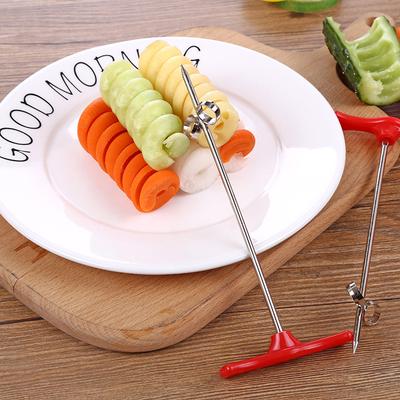 1 pièce en acier inoxydable spirale rotative pour concombre, couteau créatif en pâte frite pour fruits et légumes, outils de sculpture de décoration d'assiette de cuisine