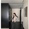 Short Striped Chunky Knit Jacket Women Spring Autumn Loose Fit Retro Round Neck Single Breasted Coat