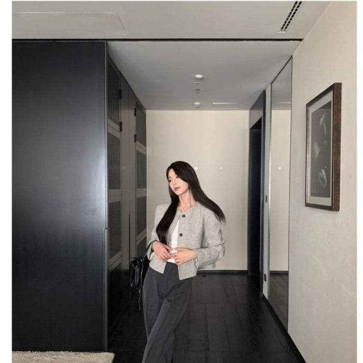 Short Striped Chunky Knit Jacket Women Spring Autumn Loose Fit Retro Round Neck Single Breasted Coat