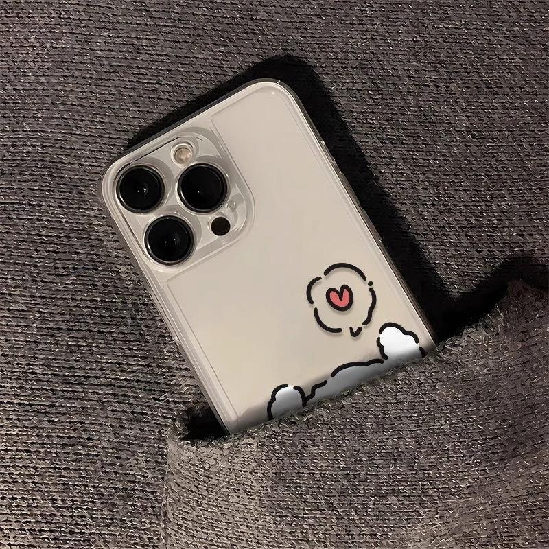 Transparentes Paar Handyhülle 15 für IPhone14 Bouquet Line Hund Schutzhülle 13 für Apple 11 Space Soft Case