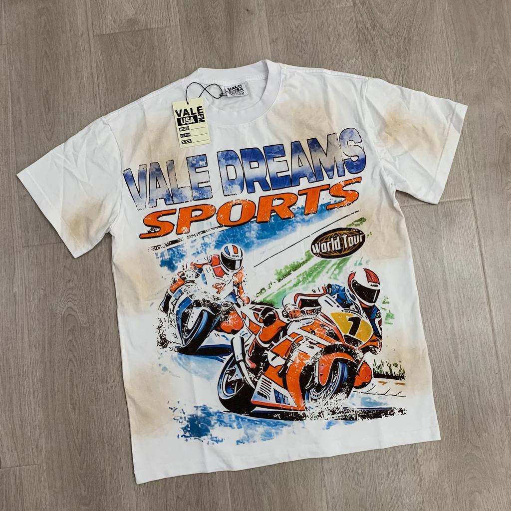 Meichao Vale New Retro Character Print Summer High Street Men and Women Loose Casual Wash Old Short Sleeve T-shirt