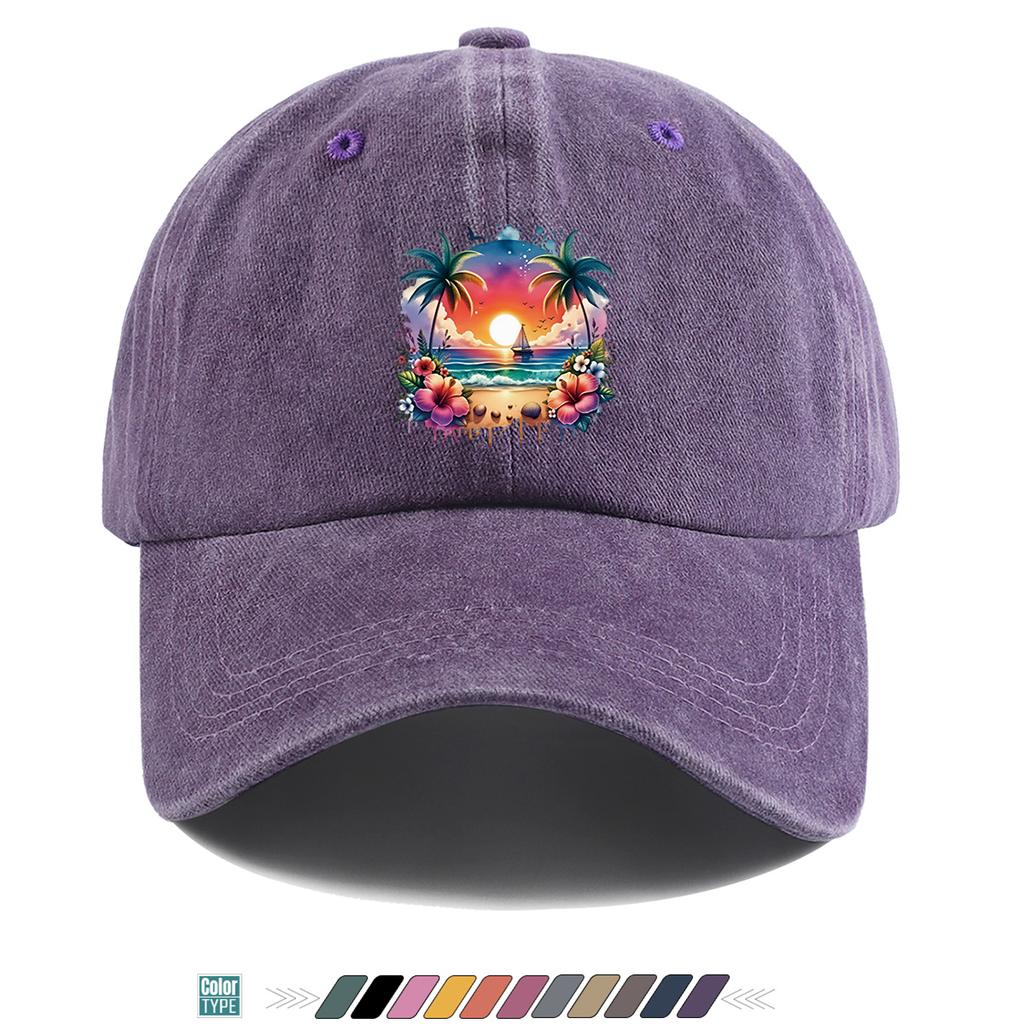 Pc Pcs Tropical Palm Tree Print Baseball Cap with Coconut Tree Adjustable Duckbill Hat Suitable for Beach Outdoor Music Fes