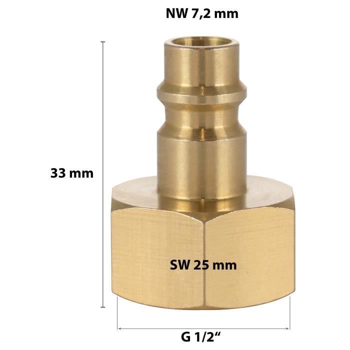 Poppstar - Embout pour air comprimé NW 7,2 avec filetage femelle 1/2" pour le raccordement à l'air comprimé