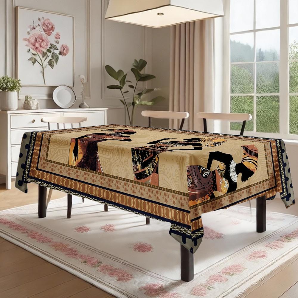 African Women Rectangle Table Cloth for Table Decor Holiday Party Waterproof Reusable Tablecloth for Tables Kitchen Dining