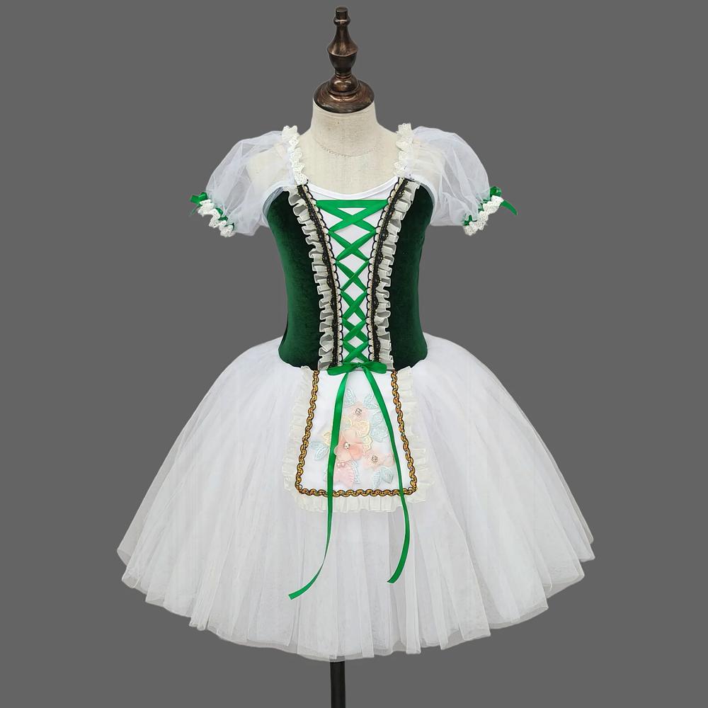 Fustă de balet pentru copii, Fustă de dans pentru fete, Program de dans Campus, Costum de balerină, Scenă, Costum pentru spectacol colectiv (green,160) verde