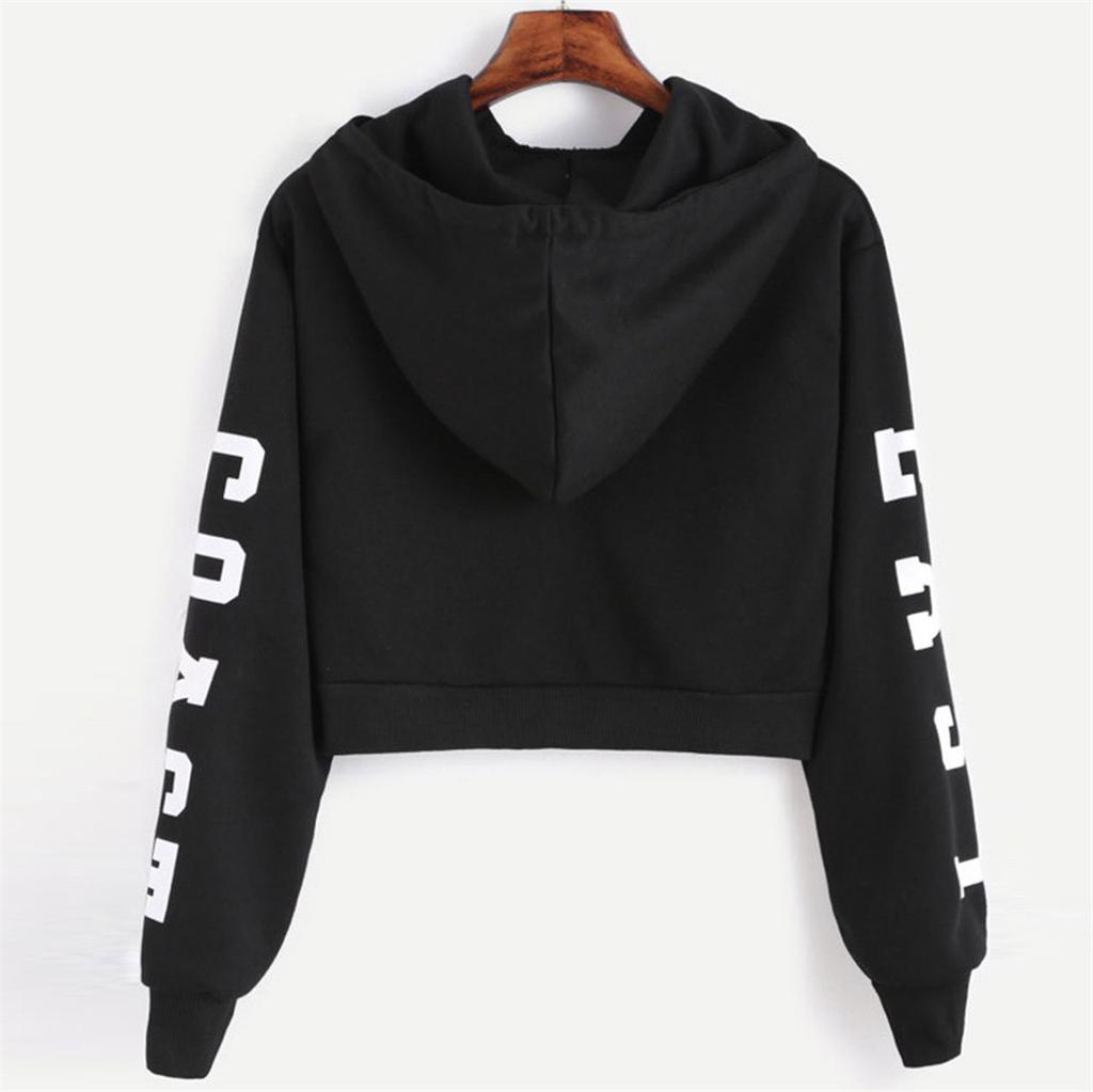 Womens  Long Sleeve Hoodie Sweatshirt Letters Hooded Pullover Tops Blouse