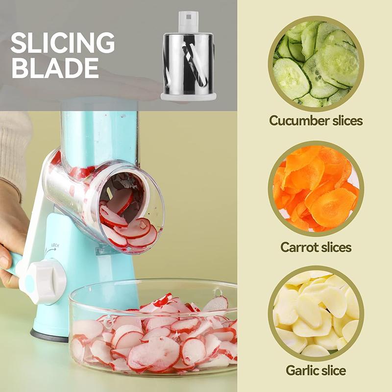 3in1 Rotary Cheese Grater Multifunctional Hand Cranked Vegetable Slicer Cheese Vegetable Shredder With 3 Blades Kitchen Supplies