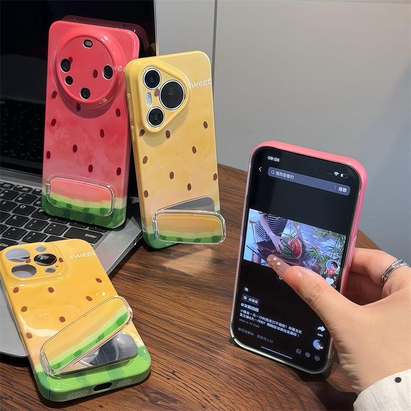 Apple 11promax mobile phone case for summer watermelon mirror holder, new Iphone11 film case fine hole cover