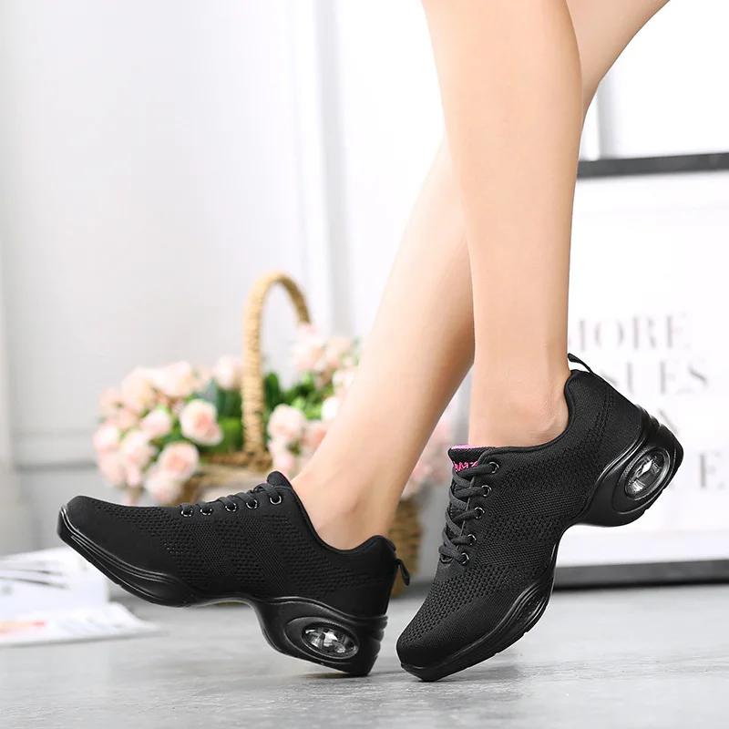 Summer Mesh Soft Sole Jazz Shoes Woman Modern Soft Outsole Dance Ladies Sneakers Breathable Lightweight Dancing Fitness Shoes