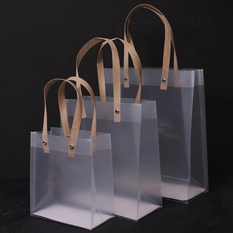 Frosted Transparent PVC Tote Bag - Waterproof Cosmetic Gift Packaging
