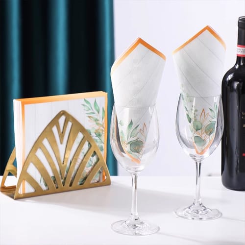 Zelten Colored Paper Party Napkins, 20 Count, Shabby Chic, for Weddings, Tea Parties, Decoupage, Green Leaves