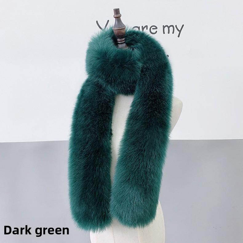 

Зимний новый шарф из лисьего меха, универсальный шарф, искусственный мех, длинный однотонный мех, теплый меховой воротник, детский темно-зеленого