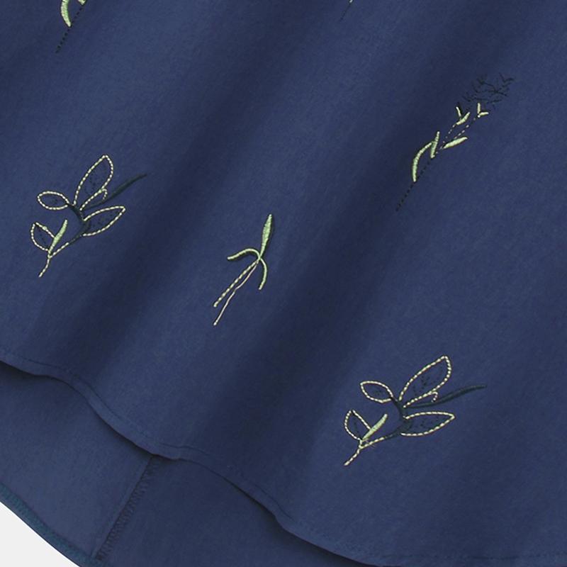 ZANZEA Frauen Oansatz Langarm T-shirt Lose Beiläufige Stickerei Druck Baumwolle Tops