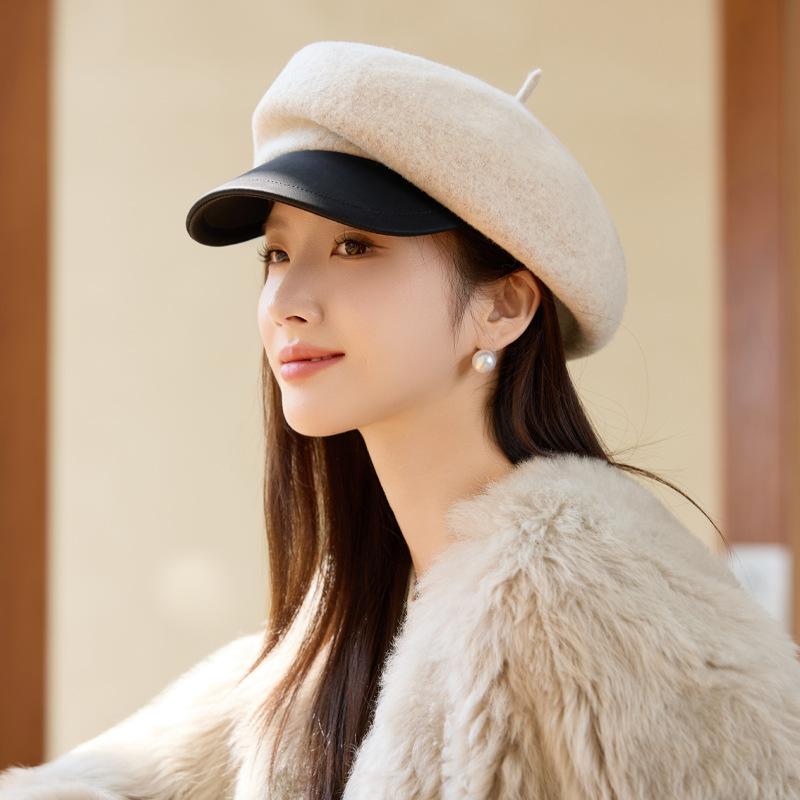 Autumn and Winter Hat Female Duck Tongue Beret Elegant Thermal Hat Hat for Cold Weather, Cycling, Pedestrian