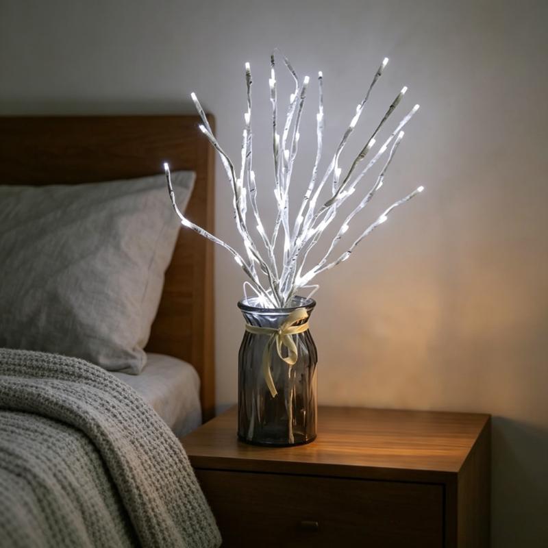 White Birch Branch Lights, 20 LED Willow Branch Fairy Lights, Indoor Lit Twig Lamp for Home Bedroom Fireplace Decor