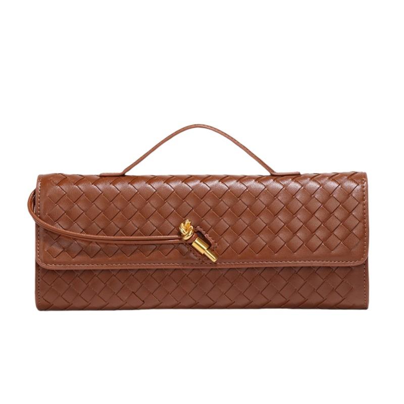 [] Niche Woven One-shoulder Baguette Bag, Horizontal Clutch Bag, Women's Oblique Span Bag