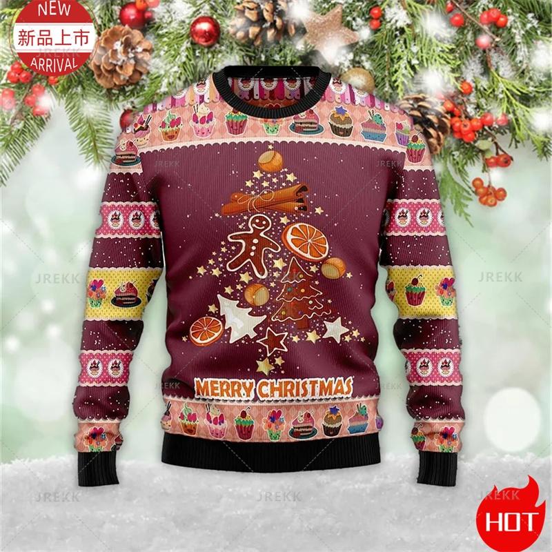 3D Cookie Gingerbread Print Sweater, Gingerbread Sweatshirt, Cookie Ugly Christmas Sweater Women Mens Funny Christmas Shirts