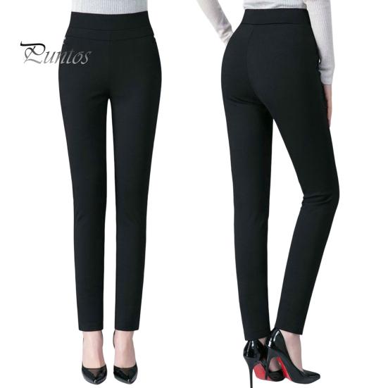 Mother Spring Pants High Waist Casual Stretch Pockets Solid Color Match Top Slim Fit Plus Size Pencil Women Clothing