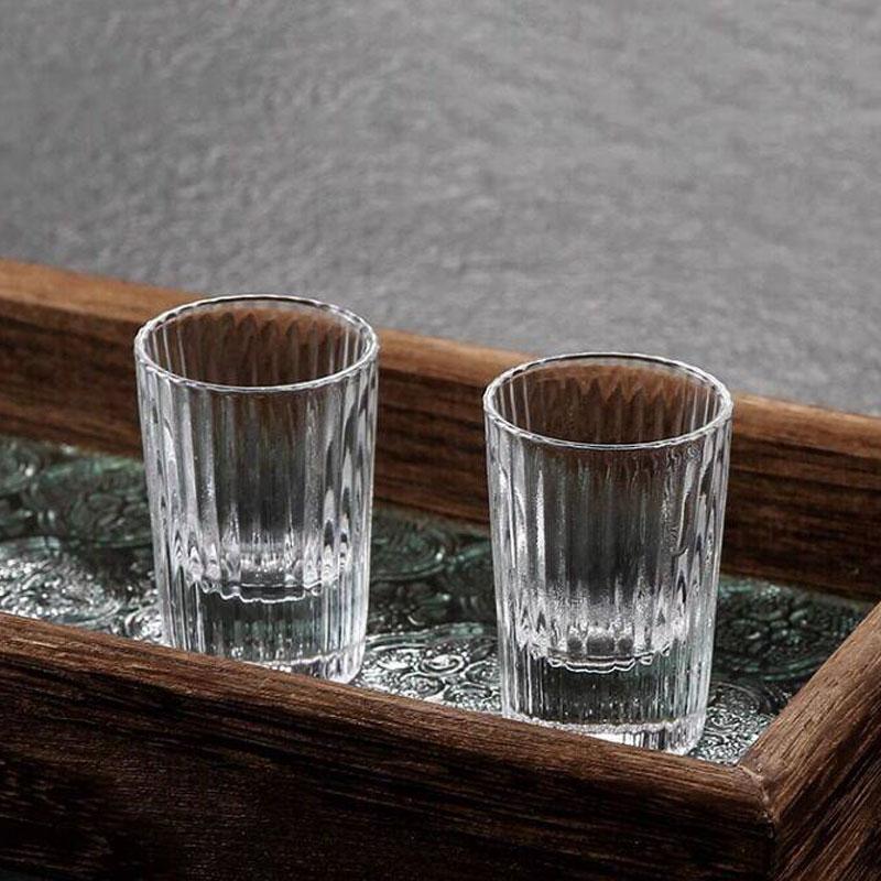 6 Piece Set of Ins Vertical Pattern Glass White Spirit Glasses Simple Spirits Glasses One-sipped Glasses Small Glass Cups Gifts