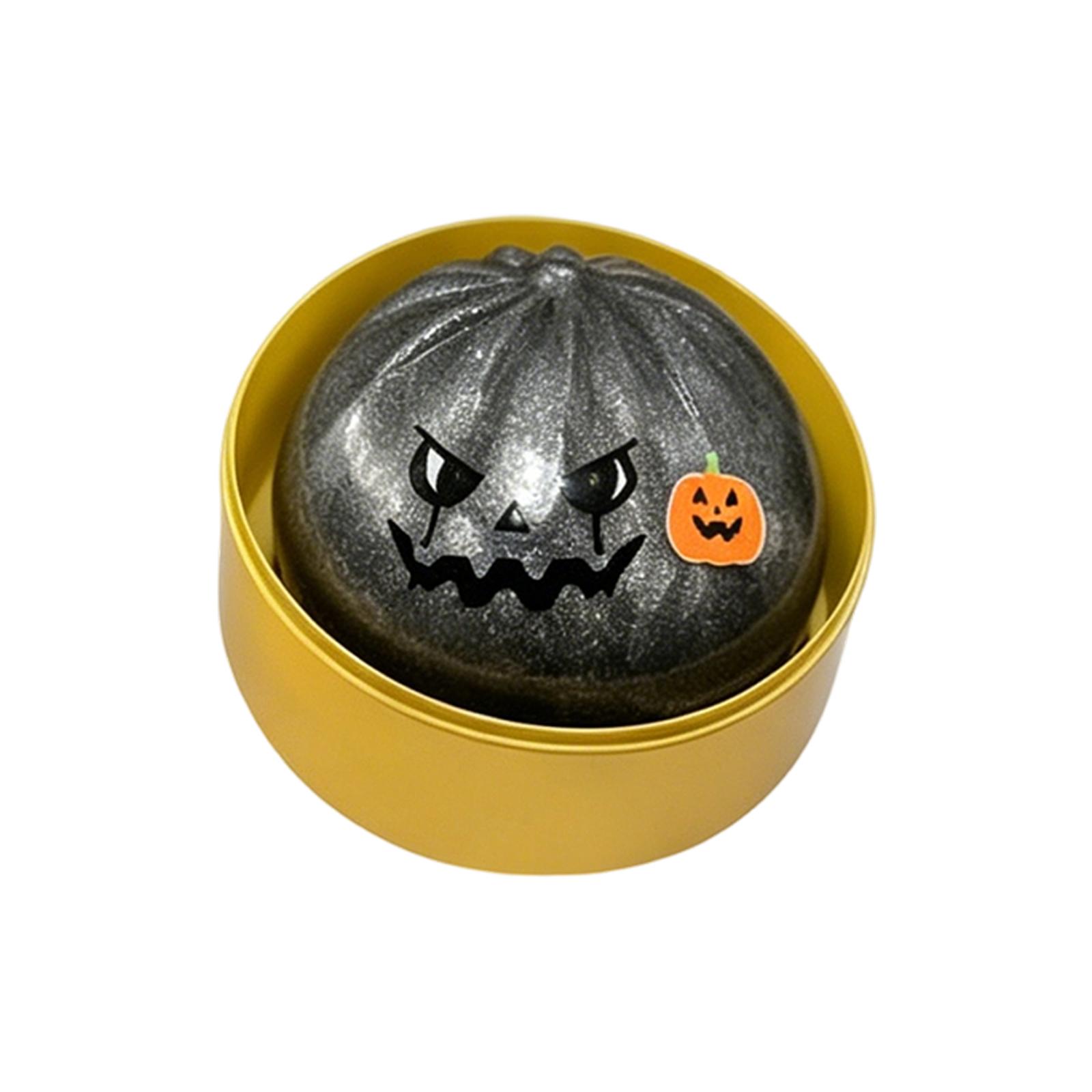 Halloween Bun Toy with Funny Scary Face - Stress Toy for Kids and Adults, No Glitter чёрный