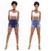 Summer Women's Plus Size Button Fringe Side Denim Shorts