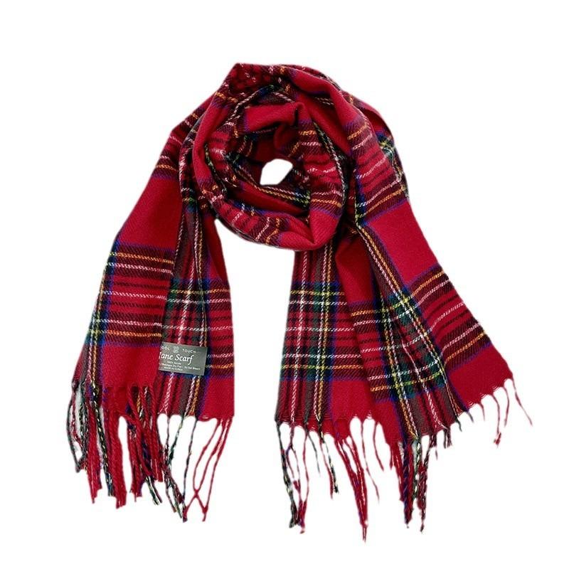Christmas red scarf women's winter high-end imitation cashmere plaid scarf versatile warm shawl thickened scarf
