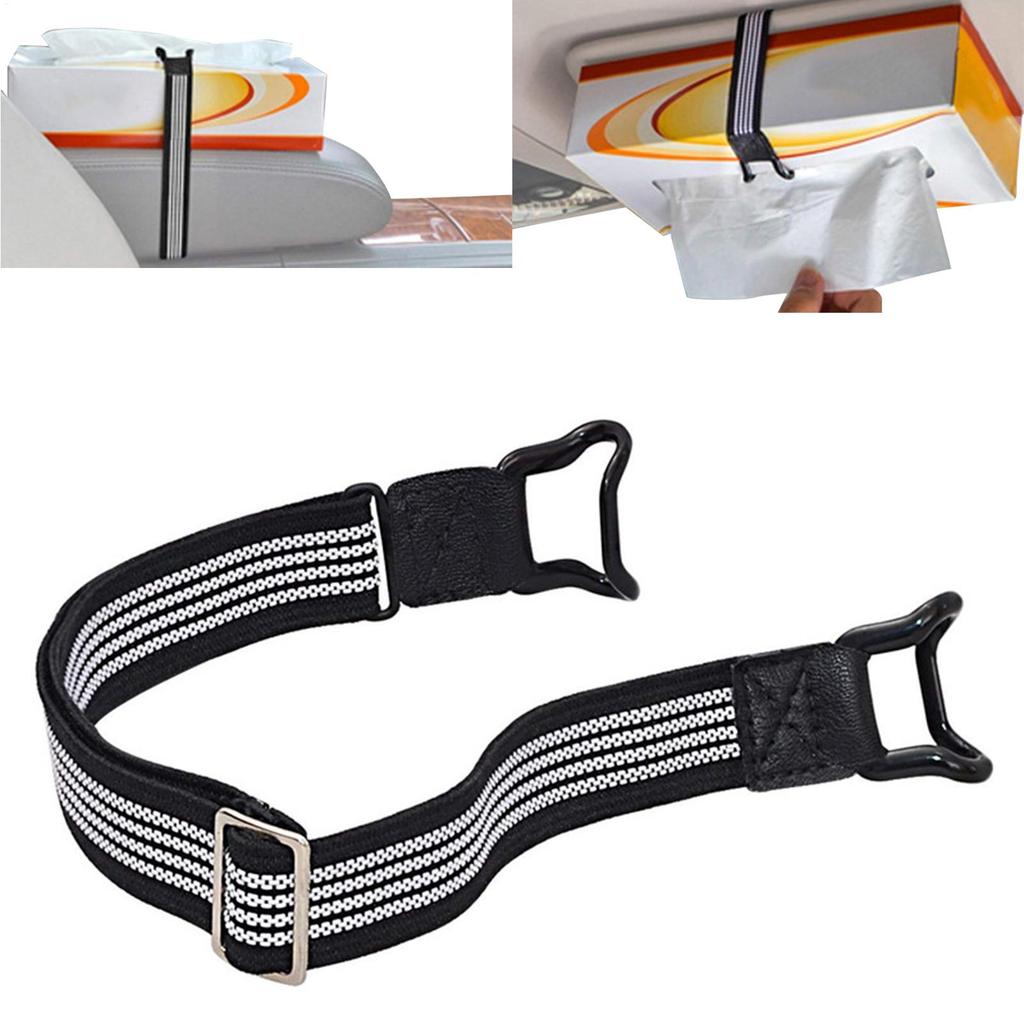 Auto-Taschentuchhalter-Gurt Elastisches Band Serviettenbox Befestigungsgurt für Sonnenblende Kopfstütze Armlehne Taschentuchbox Befestigungsgurt für Gesichts-Taschentücher