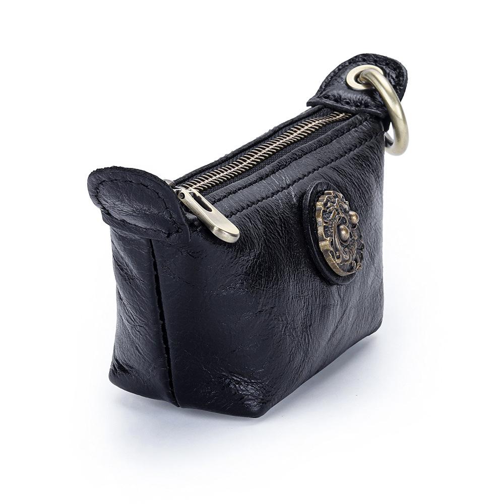 Women's Small Retro Cowhide Coin Purse & Lipstick Key Holder