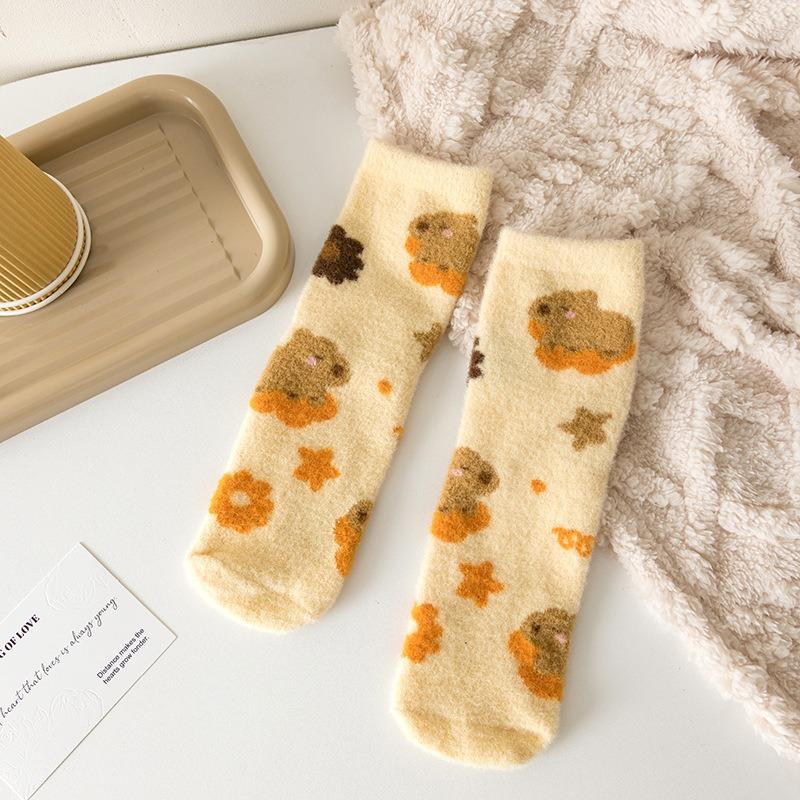 Ladies In Autumn and Winter Thickened Warm Cartoon Cute Sleeping Tube Socks