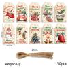 50pcs Vintage Christmas Gift Tags -Gingerbread,  Snowman, Twine Rope for DIY Cards, Tree Decor, Holiday Home & Party Decorations