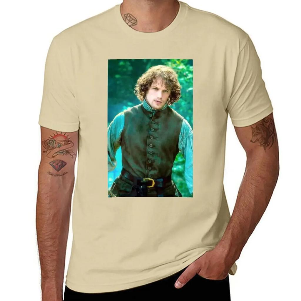 Sam Heughan T-shirt nieuwe editie schattige tops Koreaanse mode t-shirts voor mannen pak