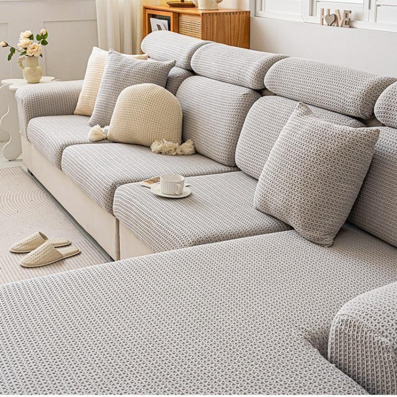 Cream Style Jacquard Velvet Sofa Cover Elastic Universal Couch Cushion Slipcovers Sectional Sofa Lid Towel Chaise Lounge Covers