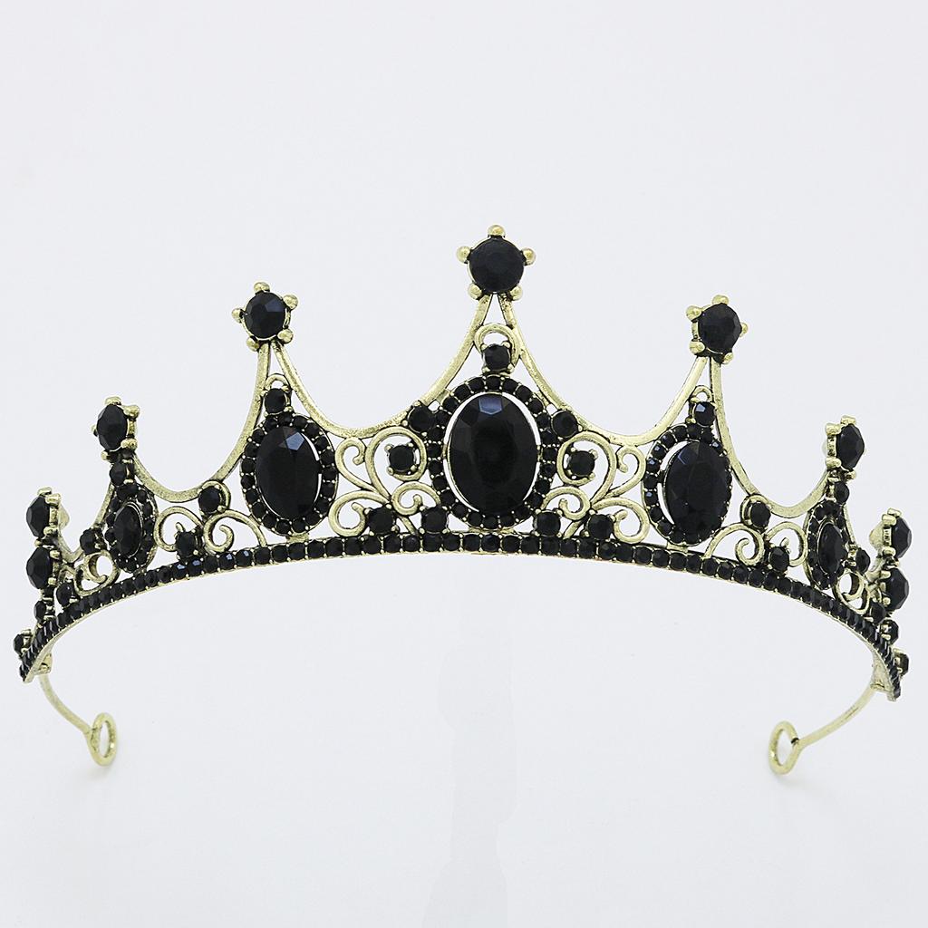 Bridal Hair Accessories Wedding Dress Headdress Alloy Colored Diamond Light Luxury Retro Simple Rhinestone Crown Electroplating Dinner Crown