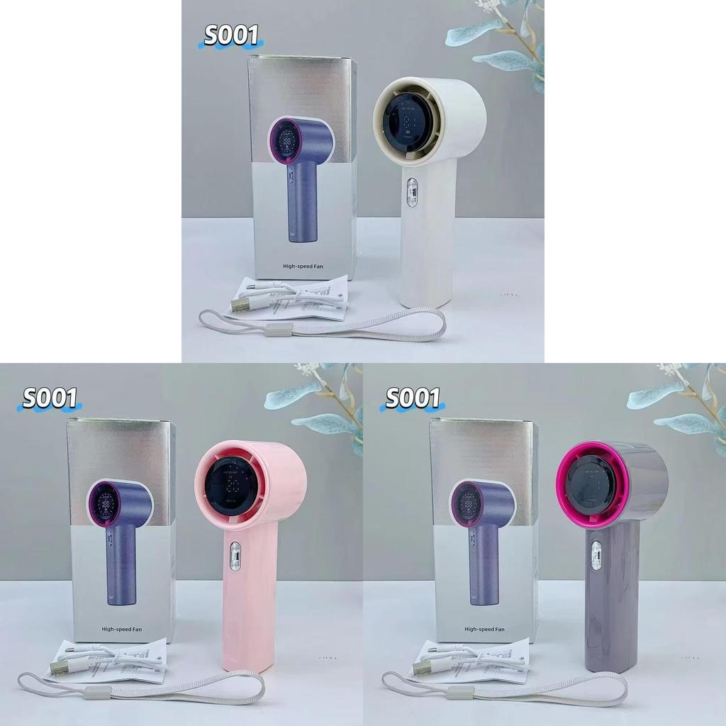 Handheld Mini Turbine Fan With Usb Rechargeable Led Display For Travel And Office Use