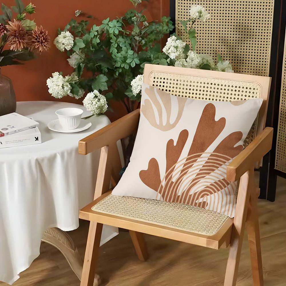 Boho Matisse Coral Lines Cushion Cover Silky Short Plush Invisible Zipper Dustproof Sofa Pillow Case for Home Decor