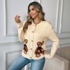 Cute Little Bear Cardigan Coat for Autumn and Winter, Simple, Sweet and Versatile Sweater for Women