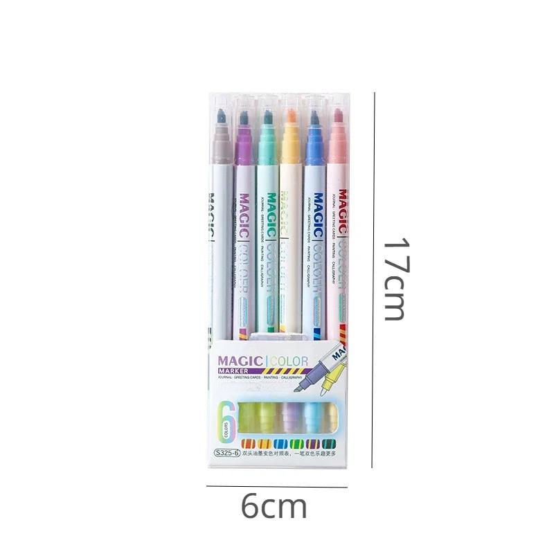 

6 шт./компл. Волшебные двухсторонние маркеры для смены цвета, студенческие блокноты, маркеры для скрапбукинга, материалы для украшения