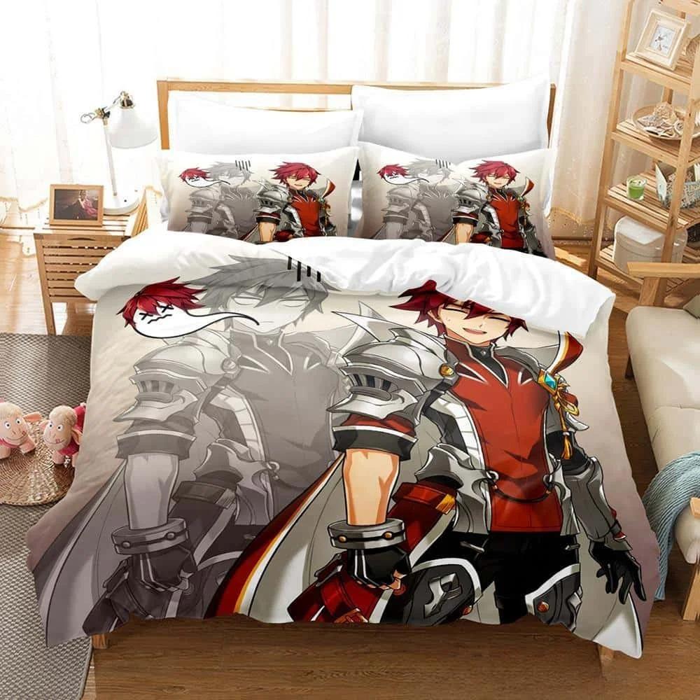 3D-tryck Anime Elsword Sängklädesset Enkelt Twin Full Queen King Size Sängset Vuxen Barn Sovrum Täcke Set För Hemtextilier
