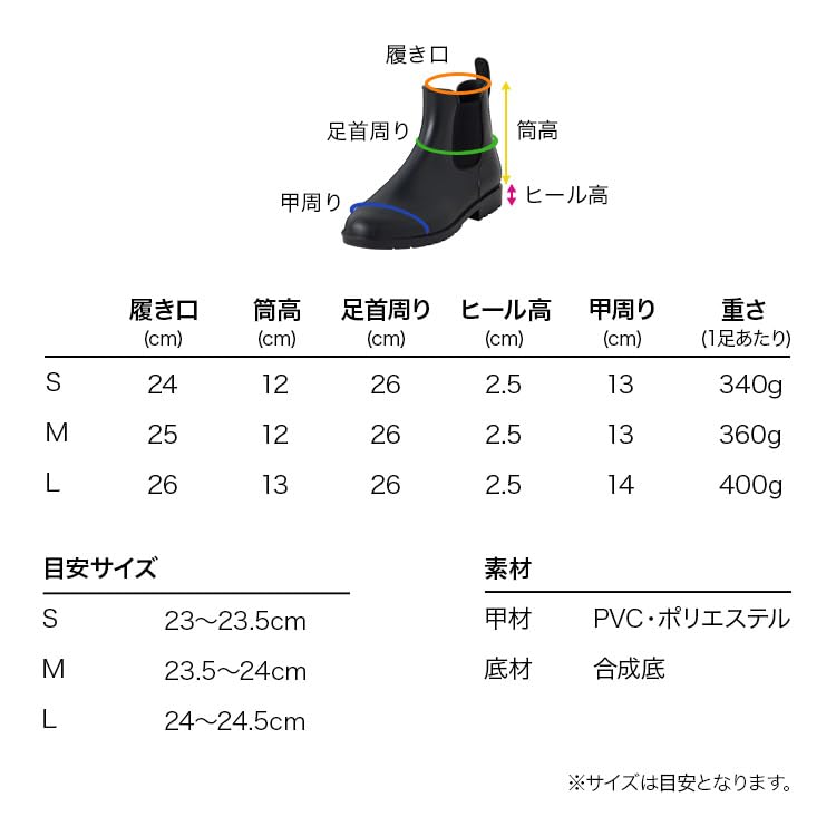 Rain Boots Rain Stay Reduce Stress On Rainy Perfect for and Stylish and Wpc. Side-Gore (Size L) Black, Women's Boots, Dry, Days, Commuting, School,