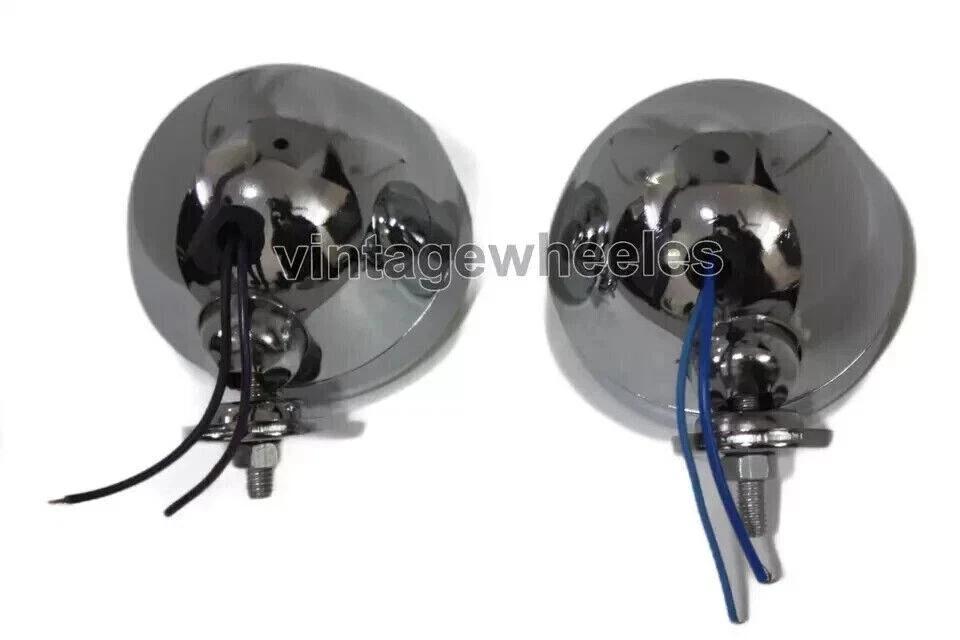 2 Lambretta Vespa Universal 12V 4 Red Spot Light Lamp Plastic Lens Metal Body