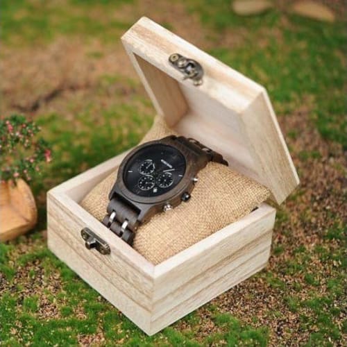 BOBO BIRD Men's Wooden Watch with Quartz Movement and Chronograph Function, a Great Birthday Gift (P19-1)