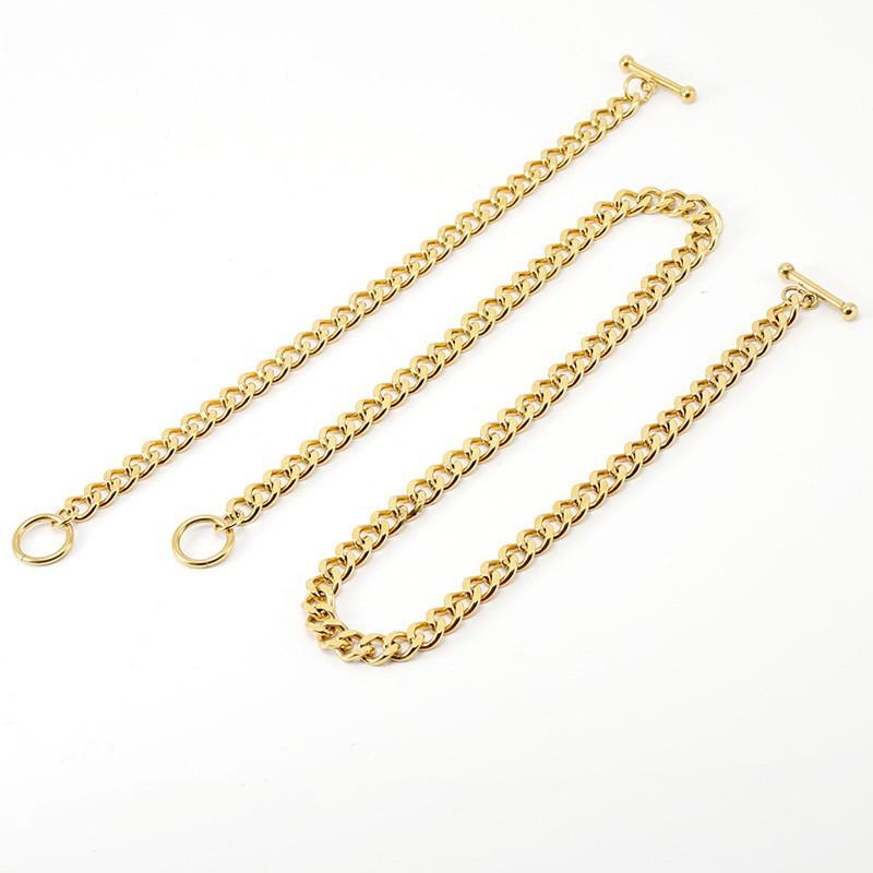 Stainless Steel OT Buckle Cuban Chain Men's Versatile Bracelet Necklace 18K Gold Jewelry Chain Finished Chain