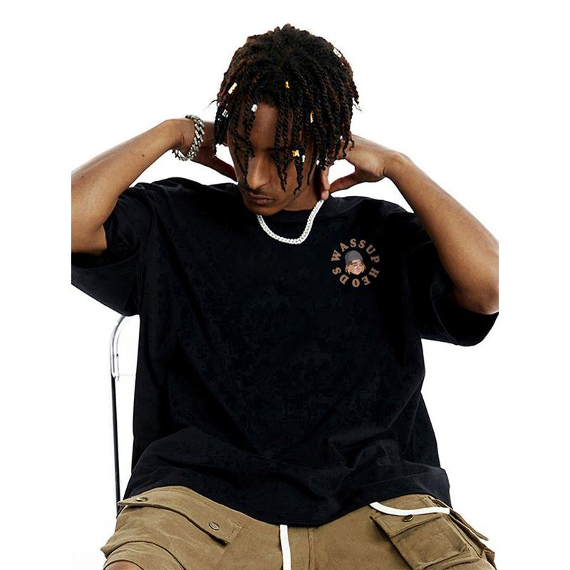 Wassup Heods Fashion Brand Short Sleeve Men's T-Shirt Summer New Arrival Dreadlocks Boys Loose Easiest for Match Couple Wear Half Sleeve