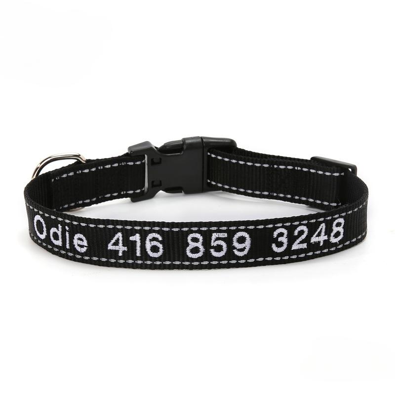 Pet Dog Embroidery Anti-lost Nylon Reflective Collar