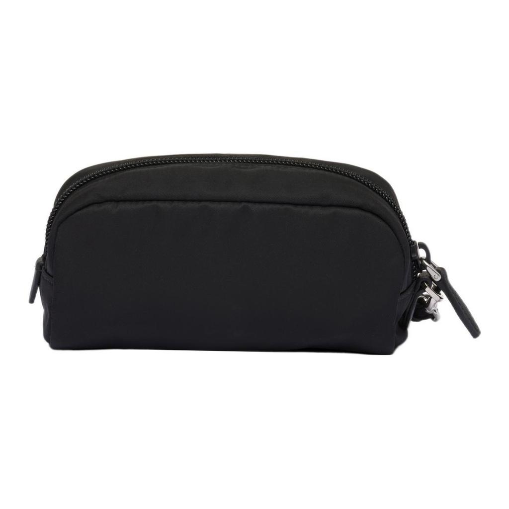 Prada Re-Nylon Enamel Triangle Logo Clutch Unisex Clutch Black 1NS175_R067_F0002
