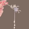 Woman Elegant Hair Jewelry Shiny Rhinestone Flower Butterfly Headpiece Pearls Pendant Hair Pin Silver Color Alloy Hair Sticks