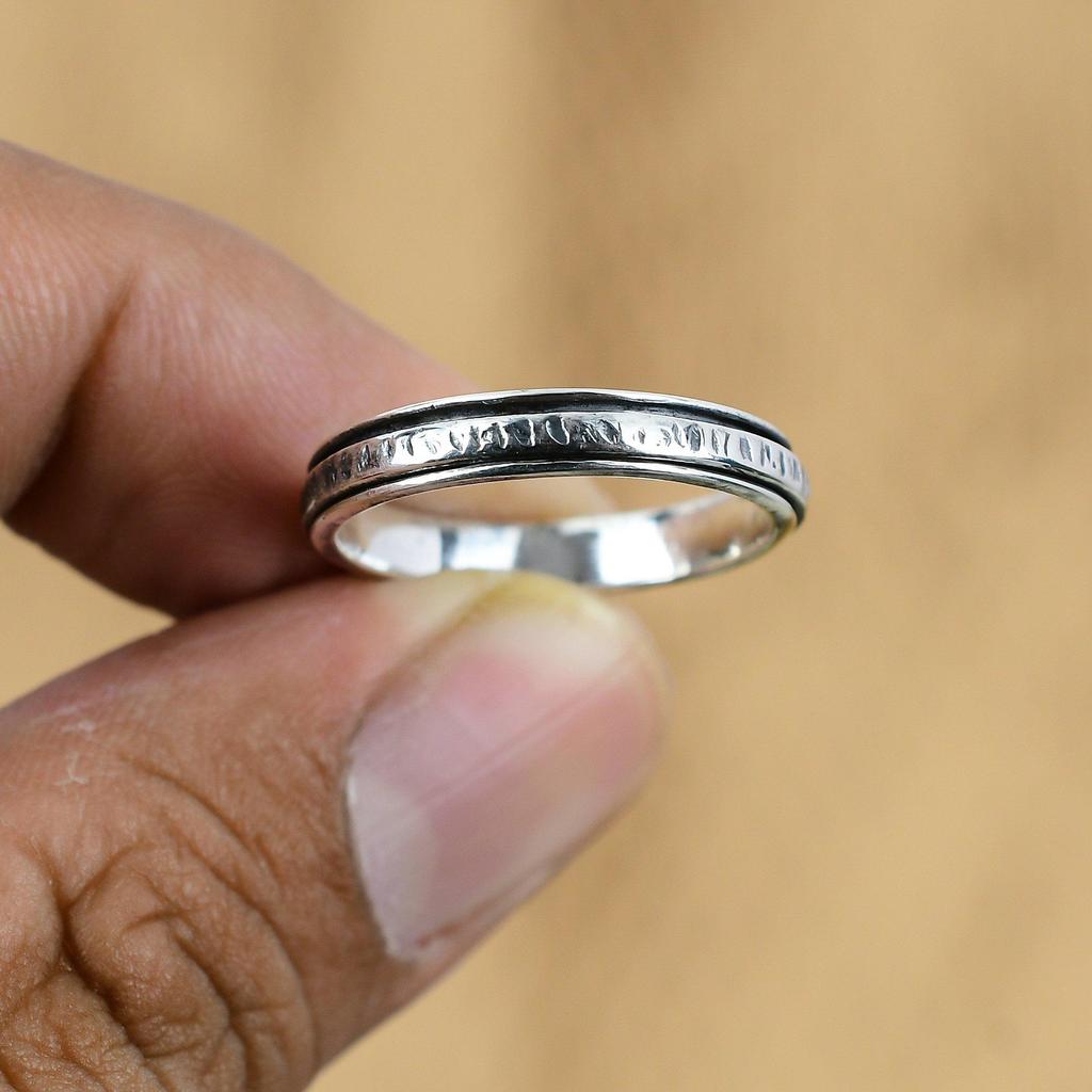 Gift For Her 925 Sterling Silver Natural No Stone Gemstone Spinner Ring Size 9.5