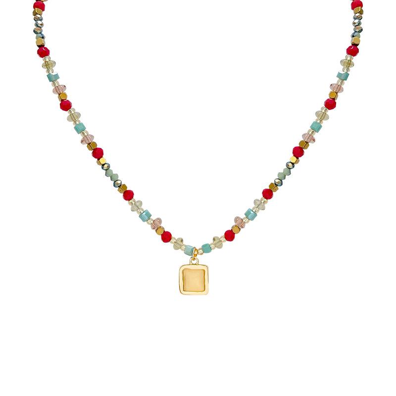 New Chinese sugar cube beaded necklace women's collarbone chain retro temperament accessories